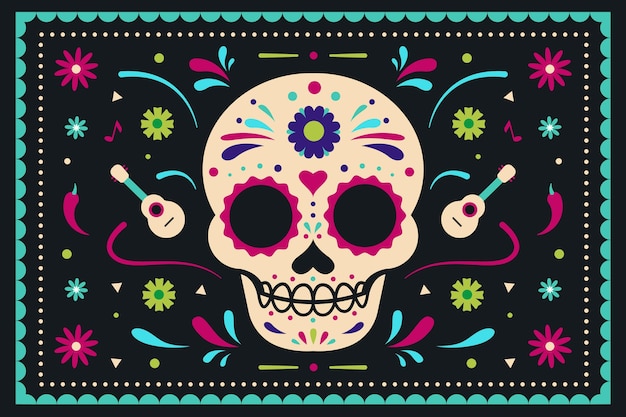 평면 디자인 dia de muertos 배경