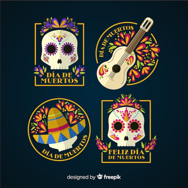 Distintivo día de muertos design piatto