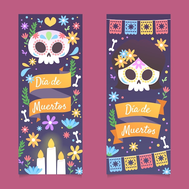 평면 디자인 dia de muertos 배너