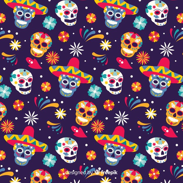 Dia de Muertos 패턴의 평면 디자인