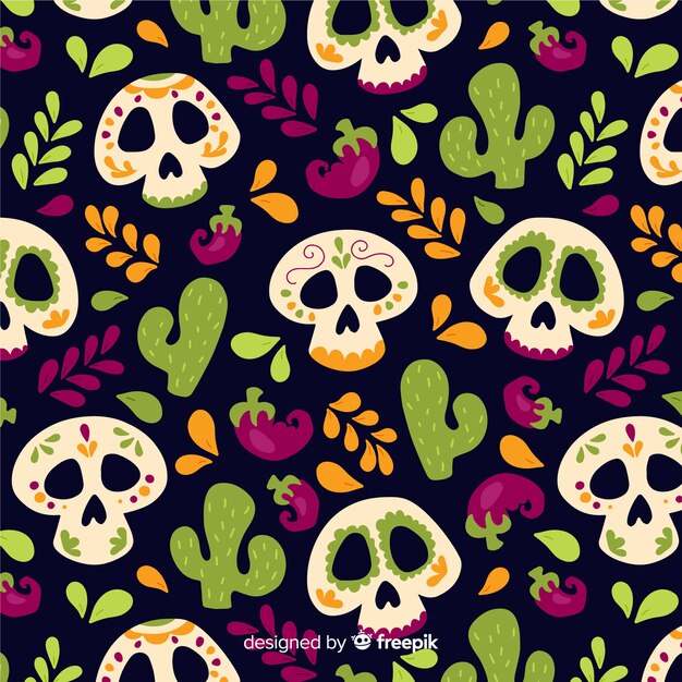 Flat design of dia de muertos pattern