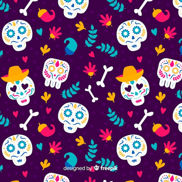 Dia de Muertos 패턴의 평면 디자인