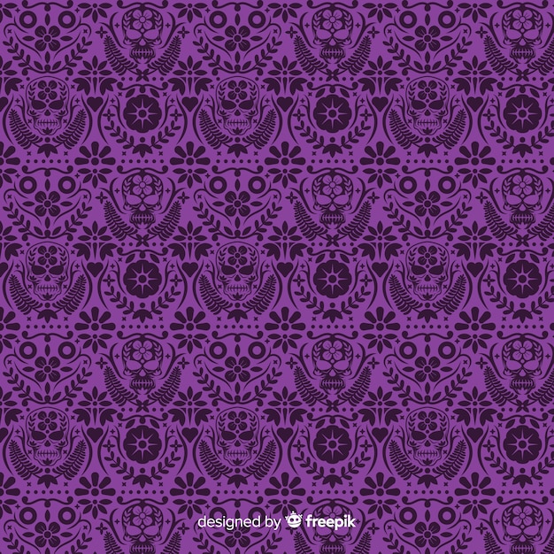 Flat design día de muertos pattern