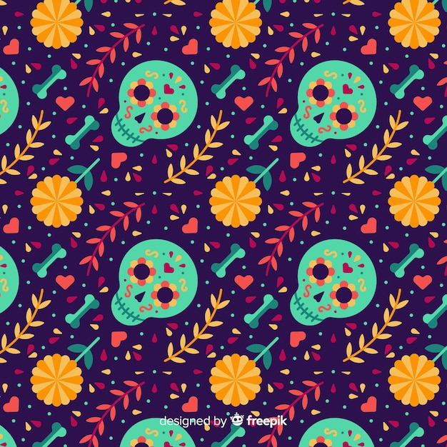 Free vector flat design día de muertos pattern