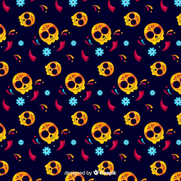 Flat design día de muertos pattern