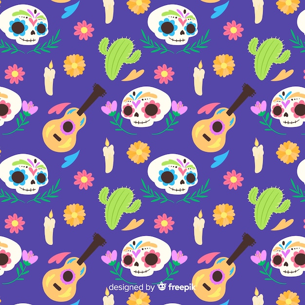 Free vector flat design día de muertos pattern