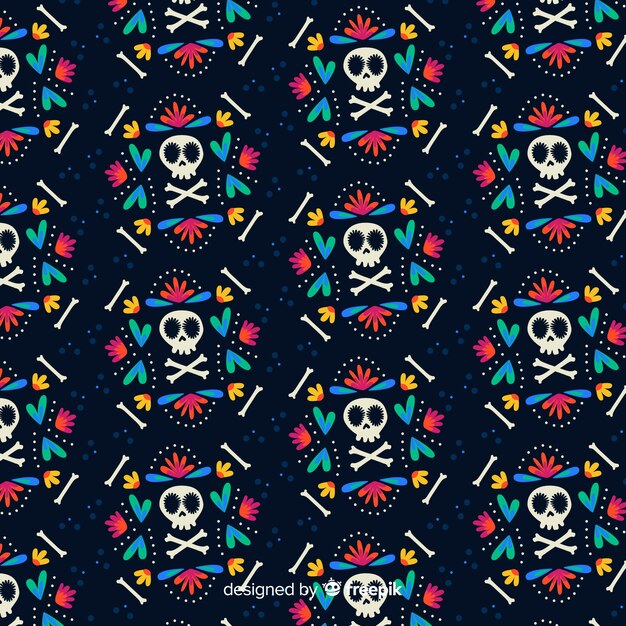 Free vector flat design día de muertos pattern