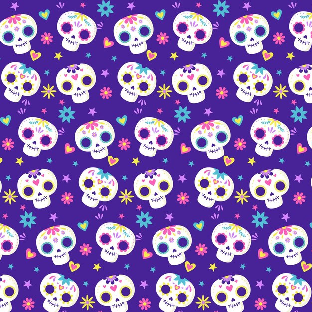 Flat design dia de muertos pattern