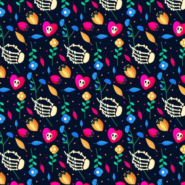 Flat design dia de muertos pattern