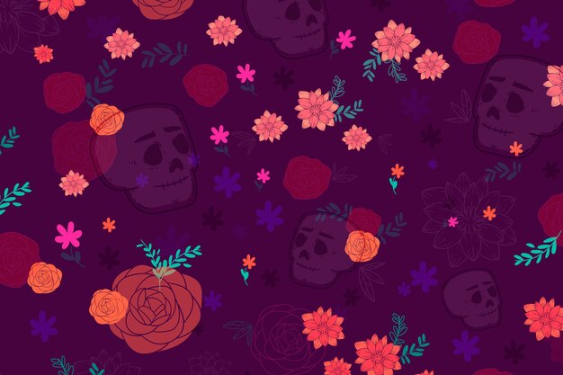 Vettore gratuito modello dia de muertos design piatto