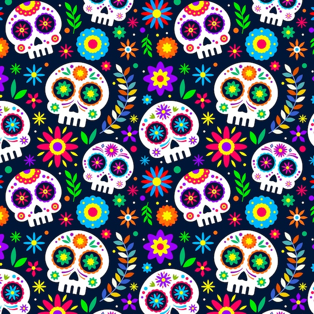 평면 디자인 día de muertos 패턴