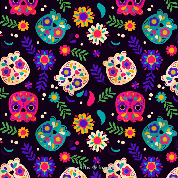 Flat design dia de muertos pattern