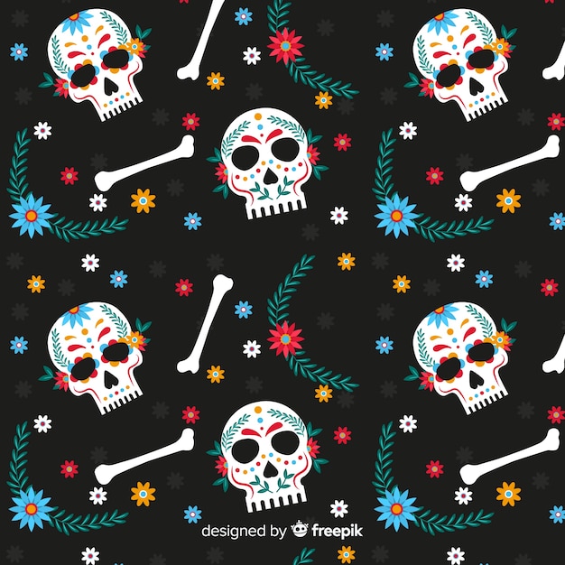 Free Vector flat design of dia de muertos pettern