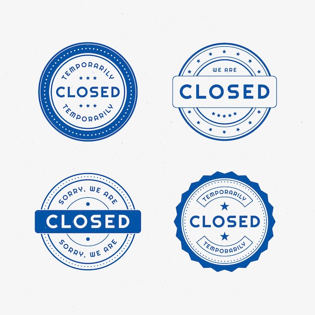 Flat design different closed seal stamps set