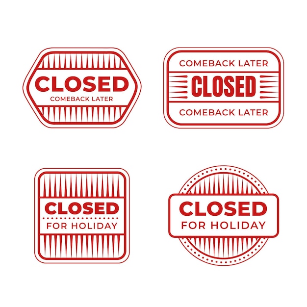 Flat design different closed seal stamps set