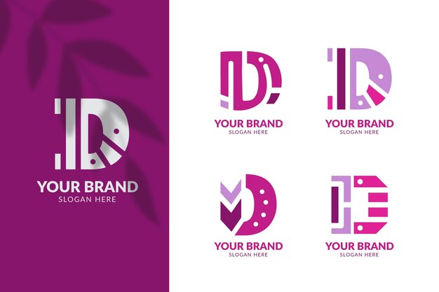 Flat design different d logos collection