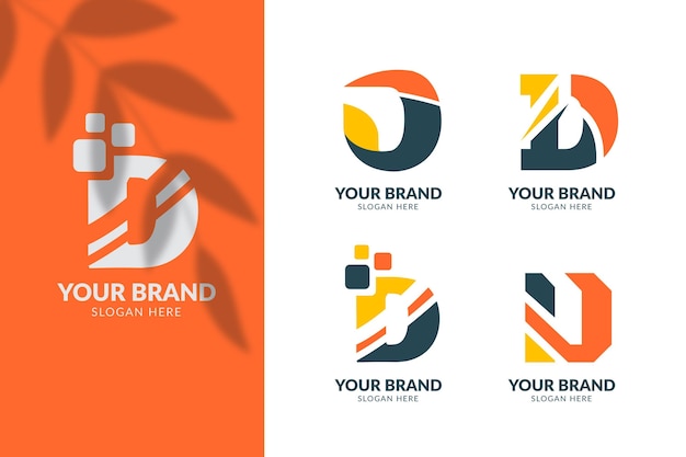 Коллекция логотипов d в плоском дизайне
