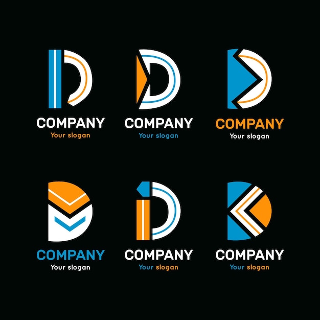 Flat design different d logos pack