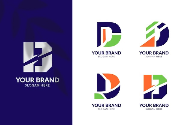 Free vector flat design different d logos pack