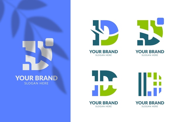 Free vector flat design different d logos pack