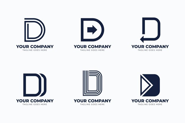 Flat design different d logos set