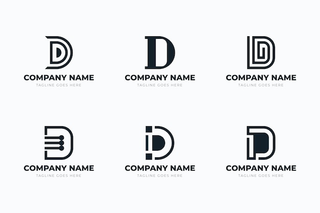 Flat design different d logos set