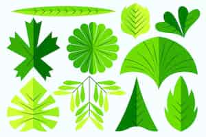 Free vector flat design different green leaves set