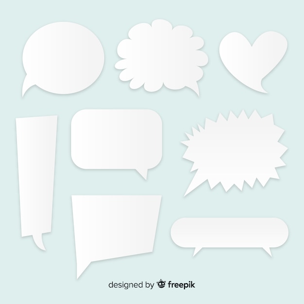 Free vector flat design different speech bubbles set in paper style