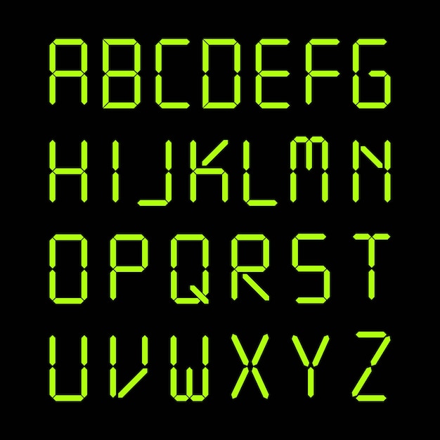 Flat design digital display font