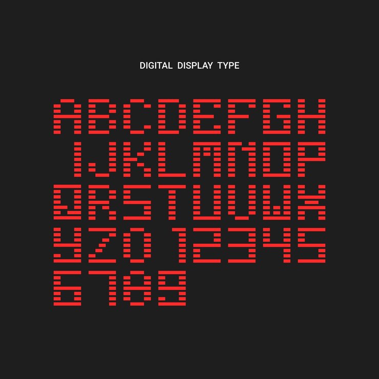 Free Vector flat design digital display font