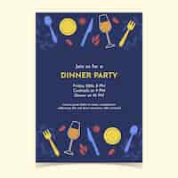 Free vector flat design of dinner invitation template