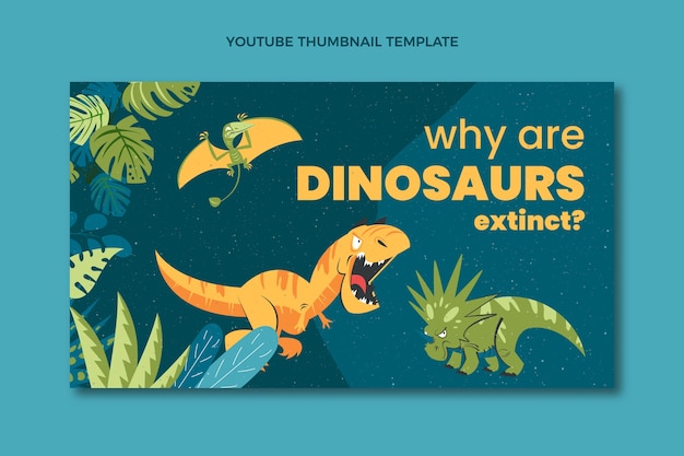 Flat design dinosaurs science youtube thumbnail