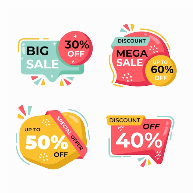 Free vector flat design discount numbers set