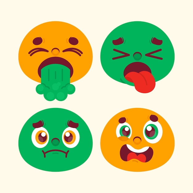 Design piatto disgusto emoji illustrazione