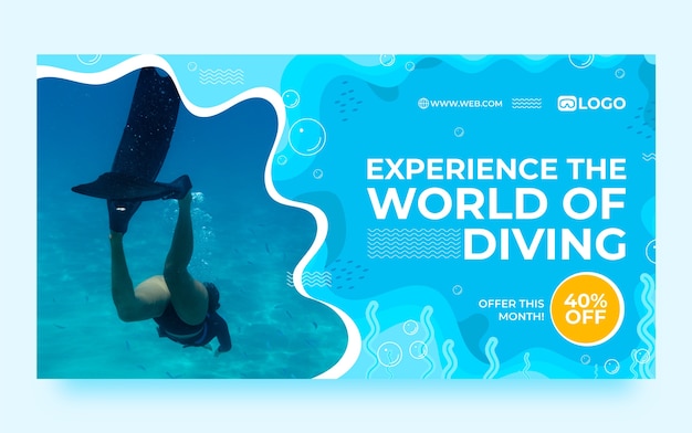 Flat design diving experience facebook post