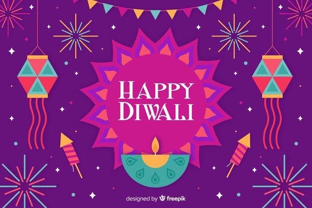 Free vector flat design diwali background