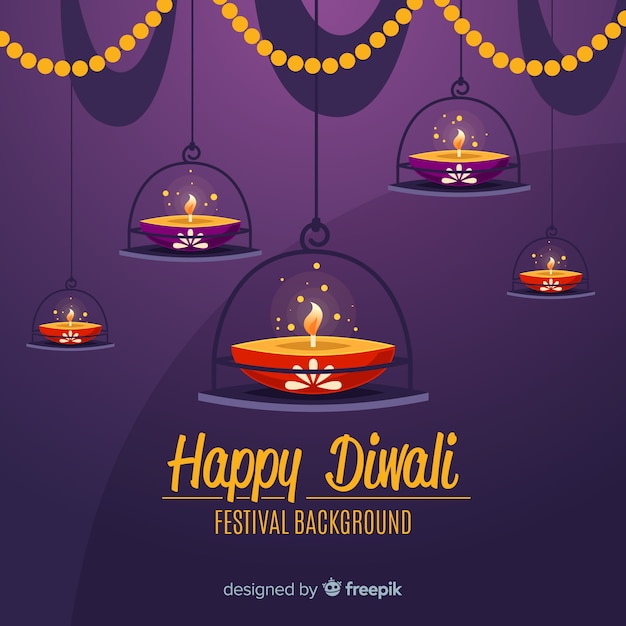 Flat design of diwali background