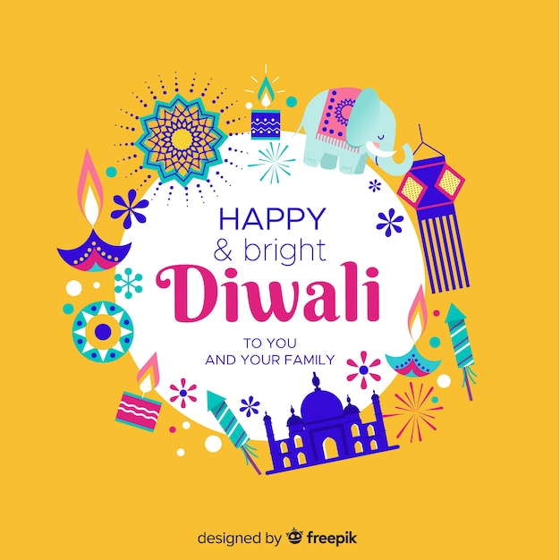 Flat design of diwali background