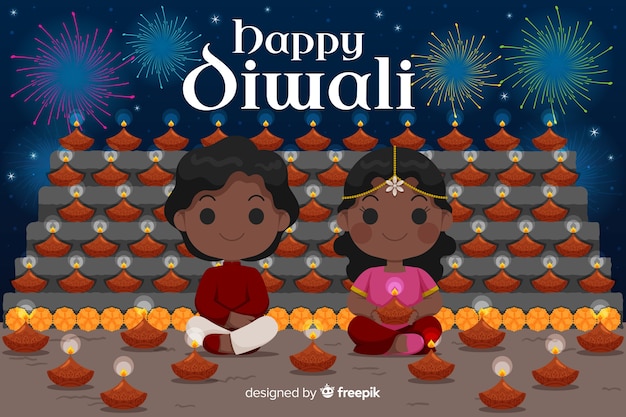 Free vector flat design of diwali background