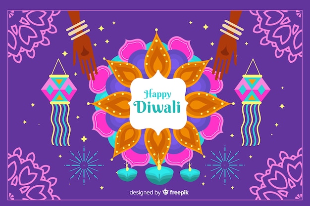 Free vector flat design of diwali background