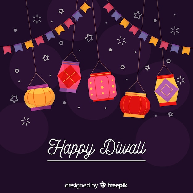 Free vector flat design of diwali background