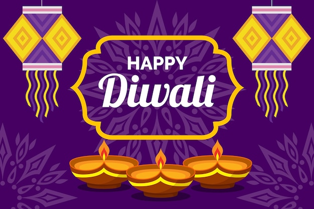 Free vector flat design diwali concept