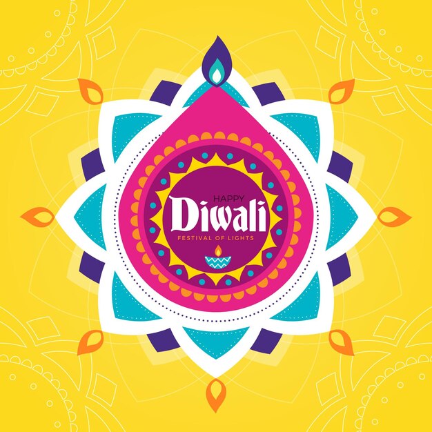 Flat design diwali religious event