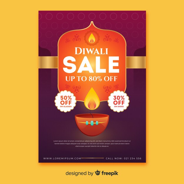 flat design diwali sale flyer template