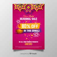 Free vector flat design diwali sale flyer template