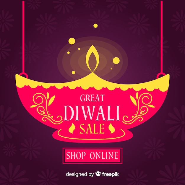 Vettore gratuito design piatto di vendita diwali