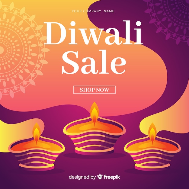 Free vector flat design diwali sale