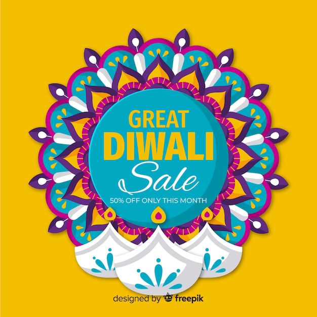 Flat design of diwali sale