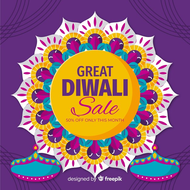 Flat design of diwali sale