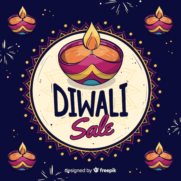 Vettore gratuito design piatto di vendita diwali